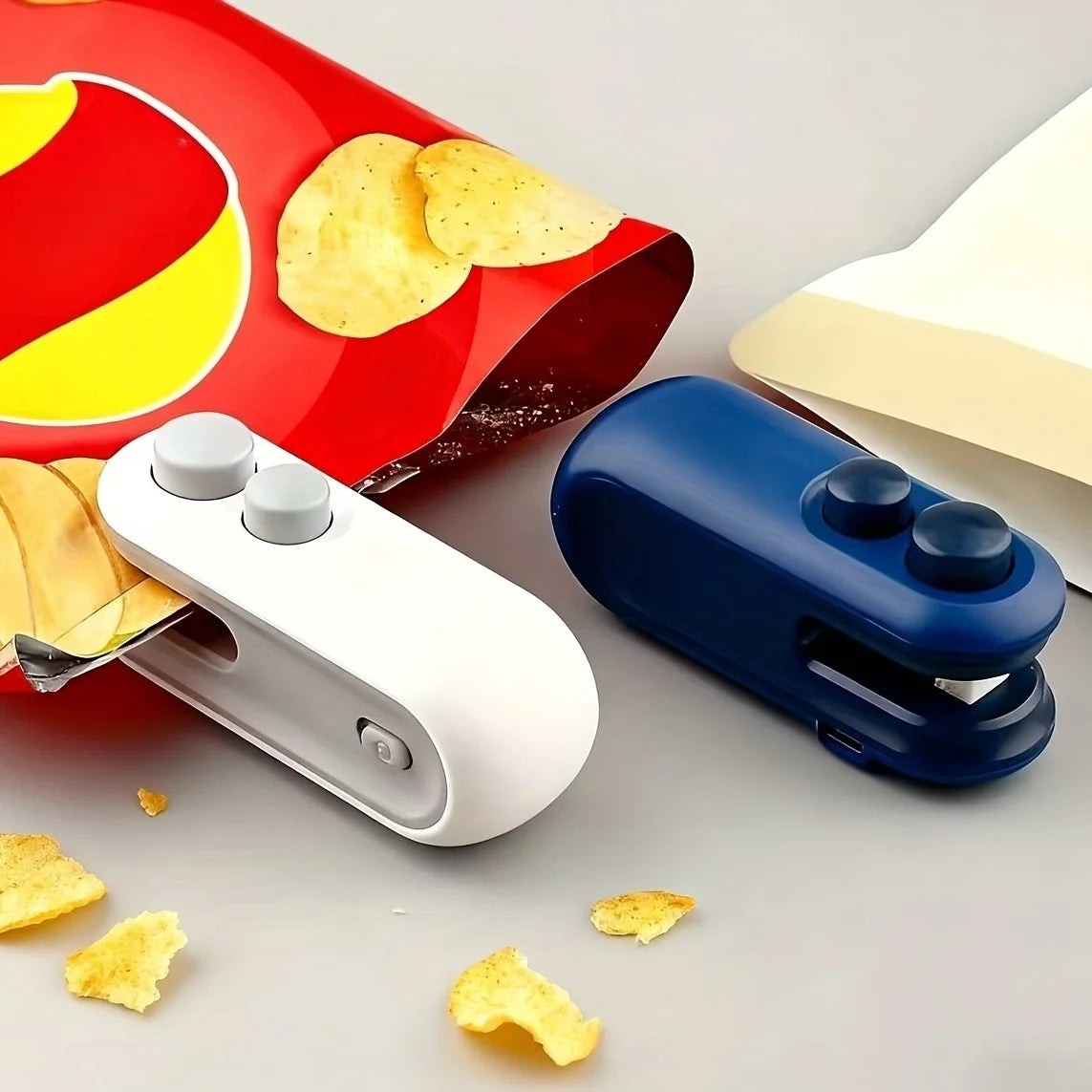 Máquina de Selagem Mini Recarregável para Sacos de Snacks, Portátil para Casa, Piqueniques e Viagens ao Ar Livre, Ferramenta Magnética para Armazenamento de Alimentos