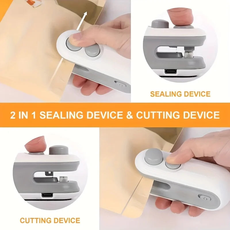 Máquina de Selagem Mini Recarregável para Sacos de Snacks, Portátil para Casa, Piqueniques e Viagens ao Ar Livre, Ferramenta Magnética para Armazenamento de Alimentos