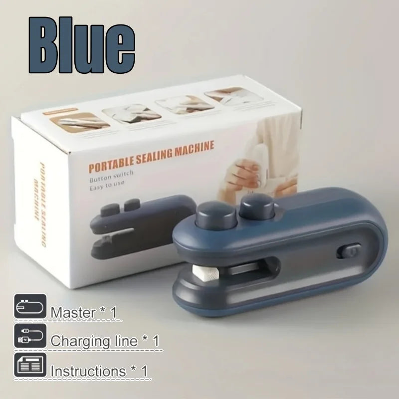 Máquina de Selagem Mini Recarregável para Sacos de Snacks, Portátil para Casa, Piqueniques e Viagens ao Ar Livre, Ferramenta Magnética para Armazenamento de Alimentos