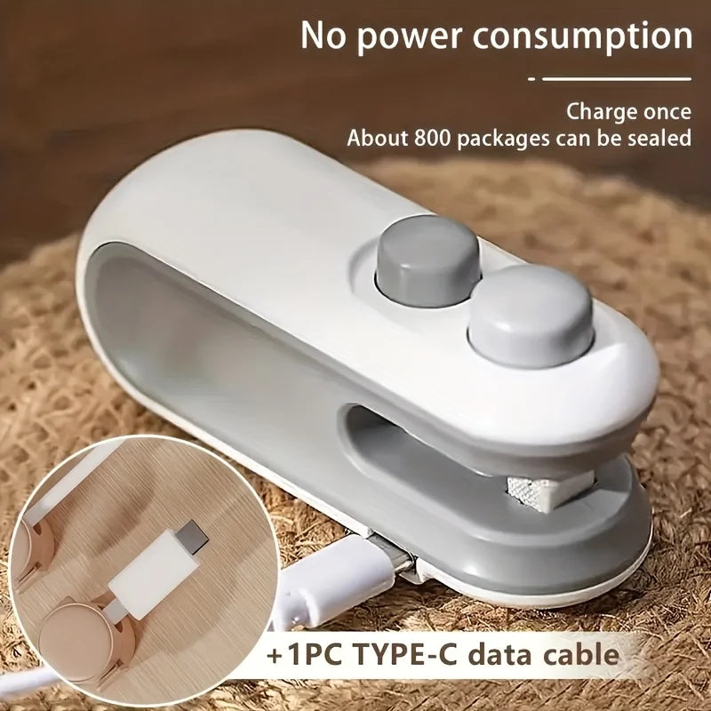Máquina de Selagem Mini Recarregável para Sacos de Snacks, Portátil para Casa, Piqueniques e Viagens ao Ar Livre, Ferramenta Magnética para Armazenamento de Alimentos