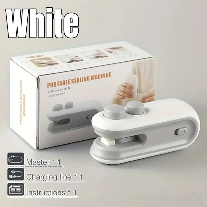 Máquina de Selagem Mini Recarregável para Sacos de Snacks, Portátil para Casa, Piqueniques e Viagens ao Ar Livre, Ferramenta Magnética para Armazenamento de Alimentos