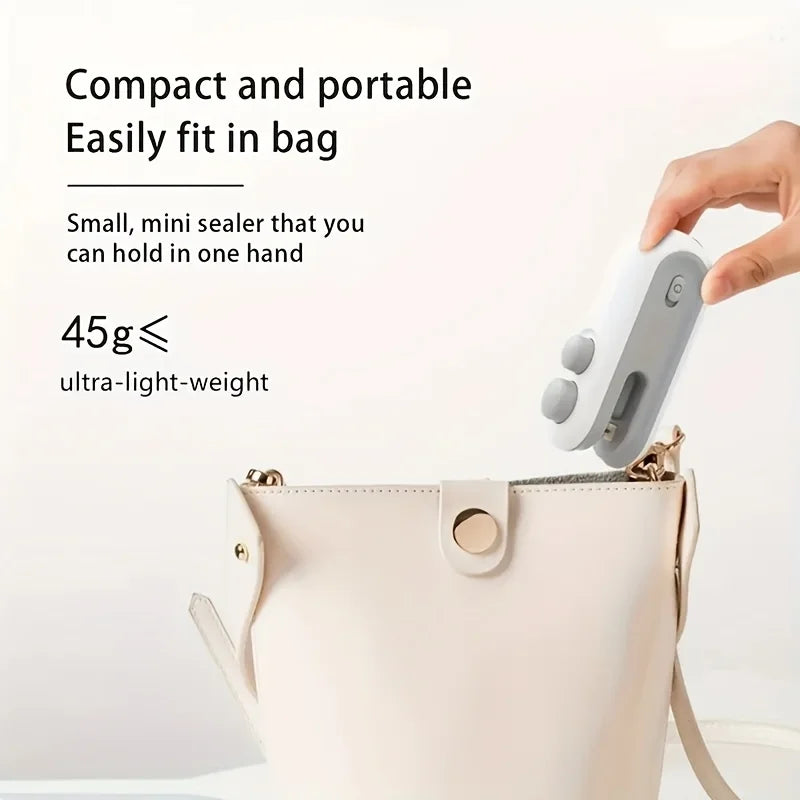 Máquina de Selagem Mini Recarregável para Sacos de Snacks, Portátil para Casa, Piqueniques e Viagens ao Ar Livre, Ferramenta Magnética para Armazenamento de Alimentos