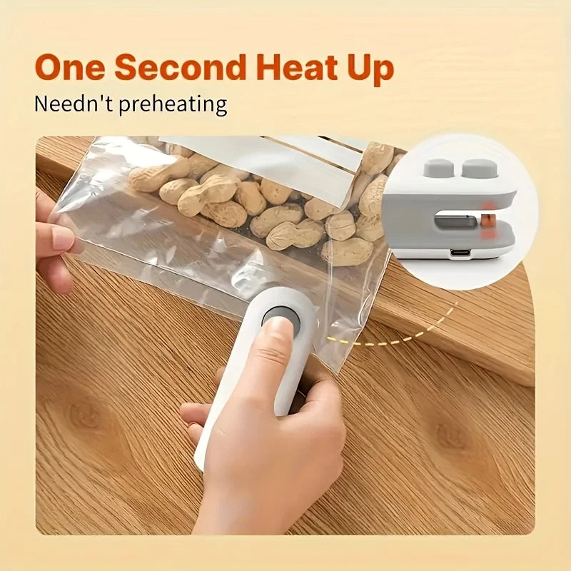 Máquina de Selagem Mini Recarregável para Sacos de Snacks, Portátil para Casa, Piqueniques e Viagens ao Ar Livre, Ferramenta Magnética para Armazenamento de Alimentos