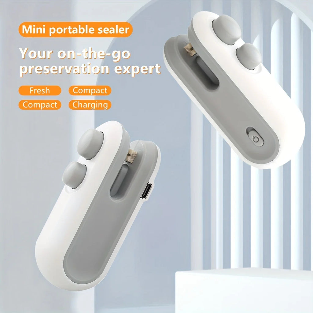 Máquina de Selagem Mini Recarregável para Sacos de Snacks, Portátil para Casa, Piqueniques e Viagens ao Ar Livre, Ferramenta Magnética para Armazenamento de Alimentos